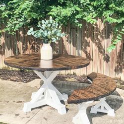 Custom Built Dining Table Solid wood Farmhouse Set Modern Rustic Bench Country Oval Round Counter Breakfast Height  Farm House 