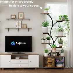 65" Indoor Plant Stand with Grow Lights, Tiered Metal Plant Shelf with Wheels and Drawer, Plant Storage Rack for Home Decor (Already Assembled)