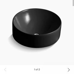KOHLER 14800-7 Vox Vessel Round Above-Counter Bathroom Sink, Black