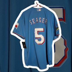 Corey Seager Nike Texas Rangers light blue baseball jersey w/embroidered team details
