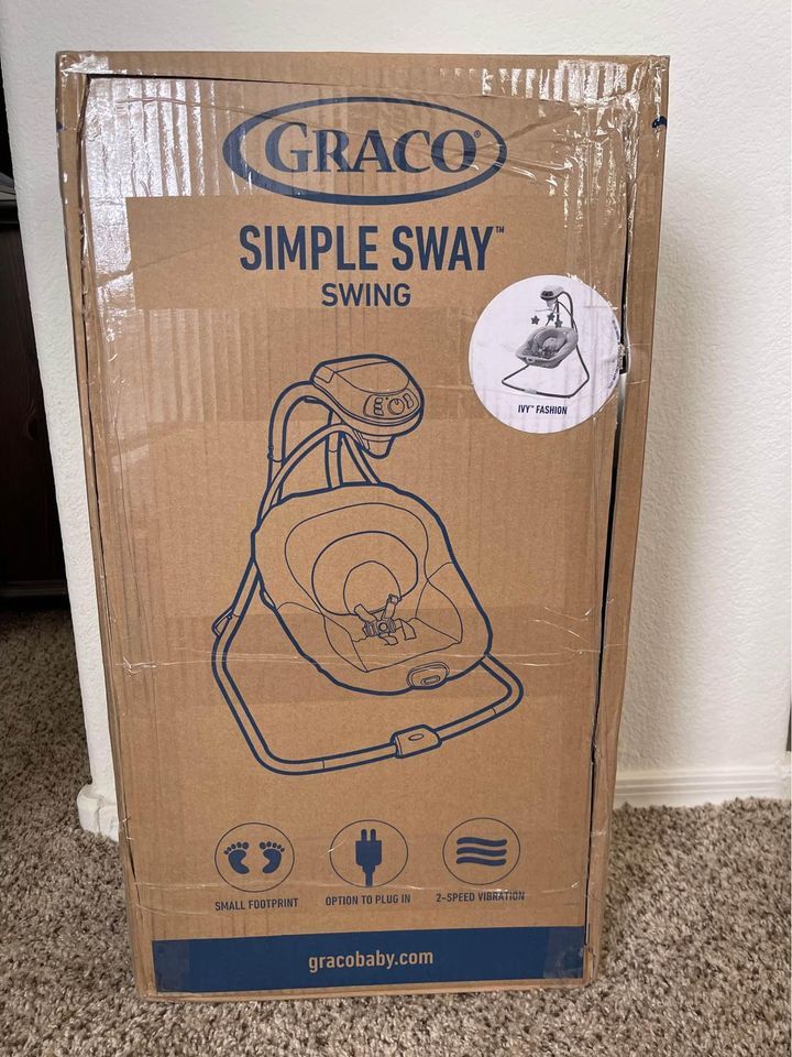 Brand New Graco Ivy Simple Sway Swing Simple Sway 6 Speeds Plush Vibration