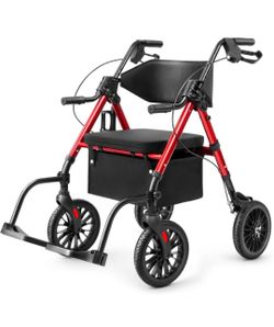 3705 - n 1 Rollator Walker for Seniors with Seat, Walker Wheelchair Combo, Transport-Wheelchair-Lightweight-Foldable with Adjustable Seat and Handle,
