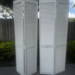 2 White - Tri Fold Closet Doors