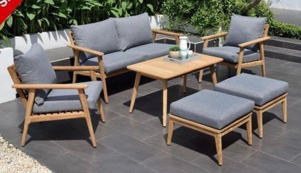 BRAND NEW 6 Piece 100% FSC Solid Teak Seating Set | Ideal Furniture Set For Outdoor