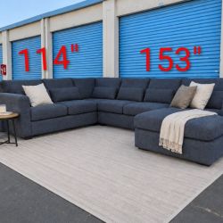Macy's Blue U Shaped Sectional Couch Sofa