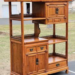 Vintage Asian Pine Etagere Display Cabinet
