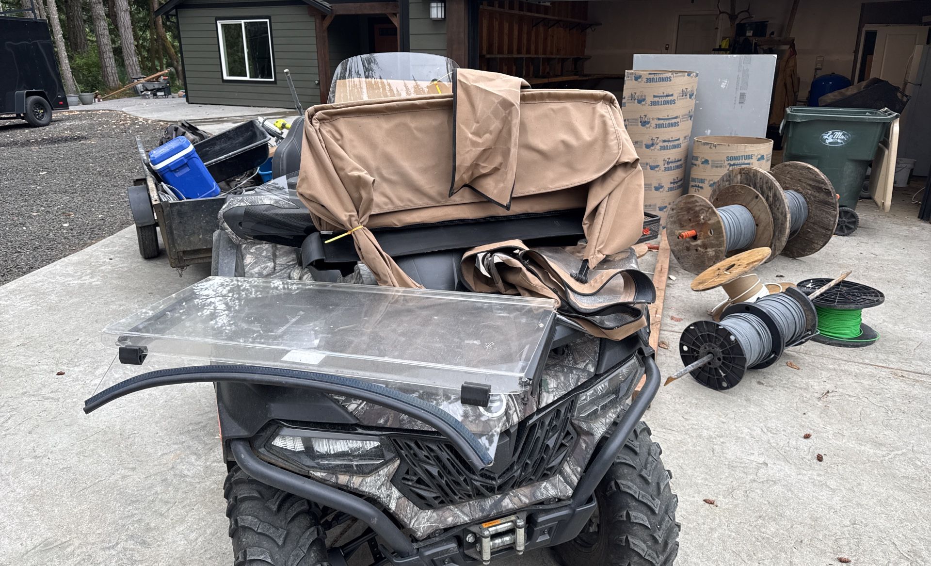 Club Car Golf Cart Fold Down Windshield, Canvass Sides And Back Enclosure