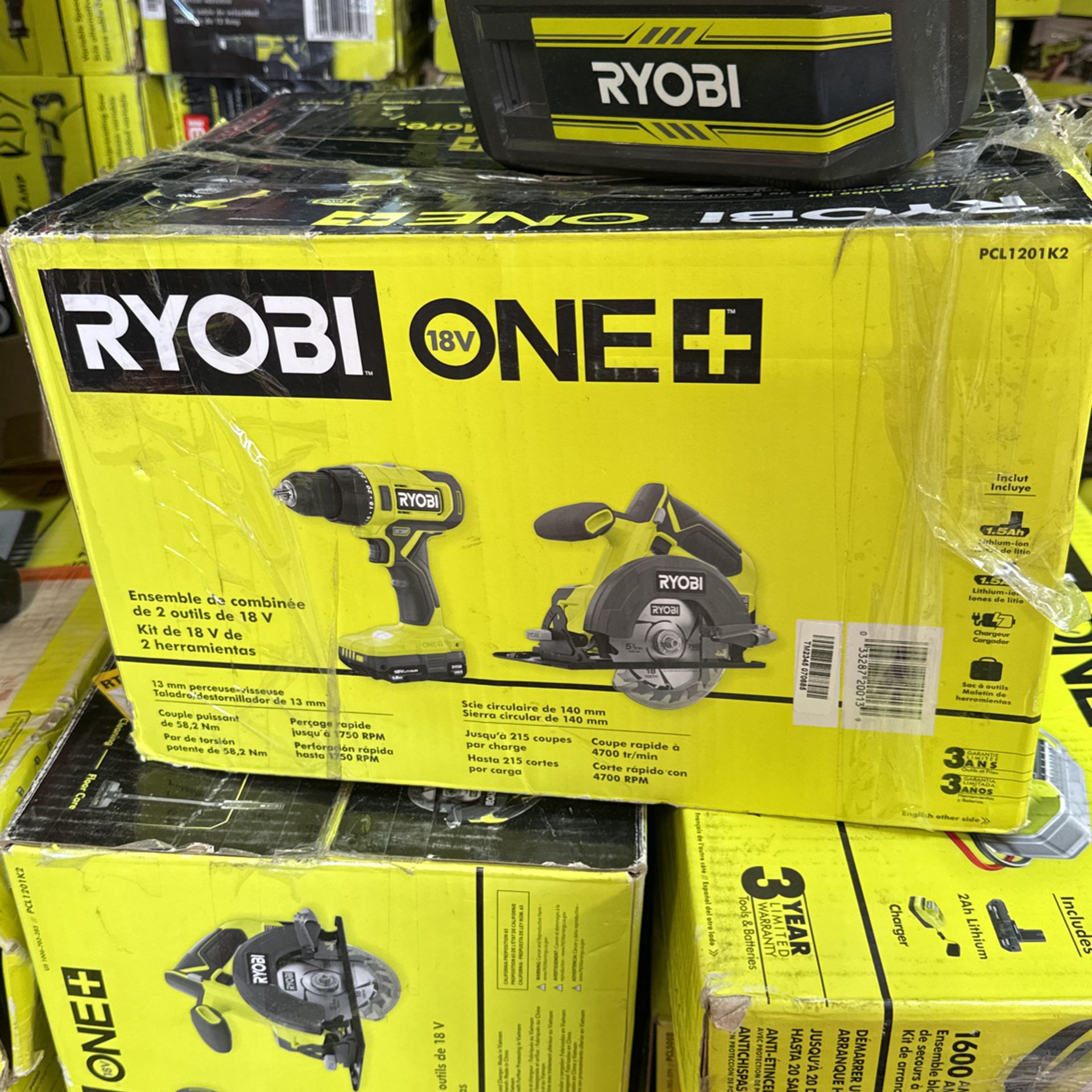 Ryobi 18v Combo Drill And Circular Saw With 2 Batteries And Charger 