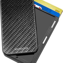 Carbon Fiber Magnetic Closure Pop up Wallet RFID Blocking Slim Minimalist Wallet