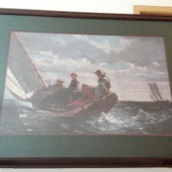 Winslow Homer - "Breezing Up (A Fair Wind)" Art Print with Wood Frame