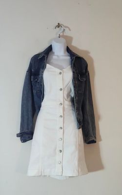 Women's 7 For All Mankind Sleeveless Denim Button-Front Sundress Size XL Color: White