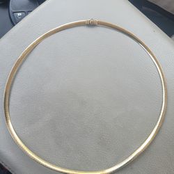 Solid 14k Yellow And White Gold Omega Choker Necklace 