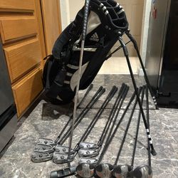 Men’s Complete Beginner Left Handed Golf Club Set with Adidas Golf bag