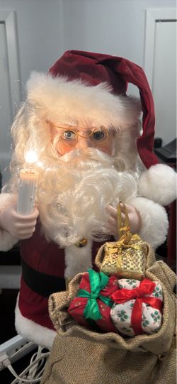 Animated Santa Claus Figure with Light-Up Candle