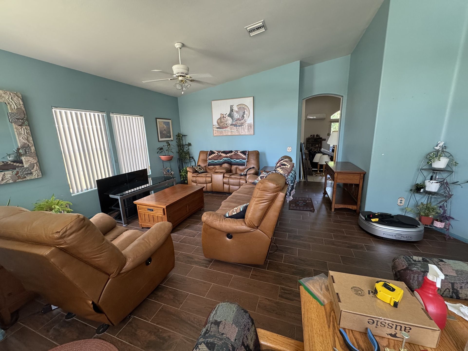 Leather Living Room Set with 4 Tables