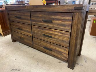 Dark Brown Rustic 6-Drawer Low Dresser