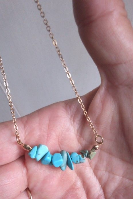 Handmade Turquoise Chip Bead Necklace