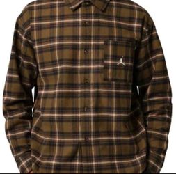 Size XL Men's AIR JORDAN Brooklyn Graphic Flannel IF1857-265 (Yukon Brown/Sail)