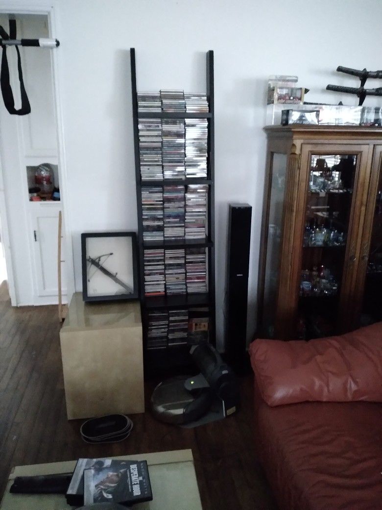 Wood 5-shelf Ladder Bookcase With Open Back