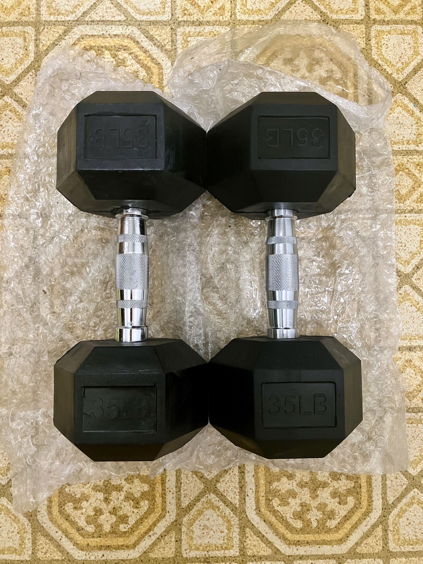 NEW 35 lb dumbbells dumbbell Set Rubber Hex Ibs weights weight 35lb 35lbs pair pounds