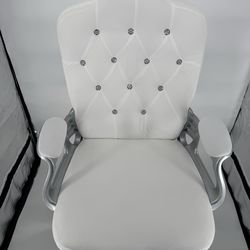 Office Chair White Velvet Tufted Vinsetto