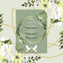 Sage Green Nature Inspired Wedding Invitation Template / Minimalist Design Digital Product / Event Wedding Party Green and Gold Color Scheme