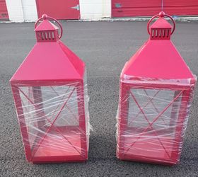 Red Metal Candle Lanterns – Set of 2