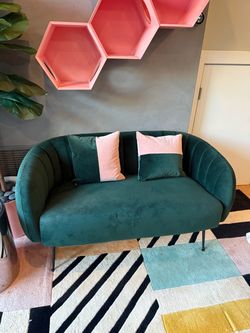 Green Velvet Loveseat Sofa
