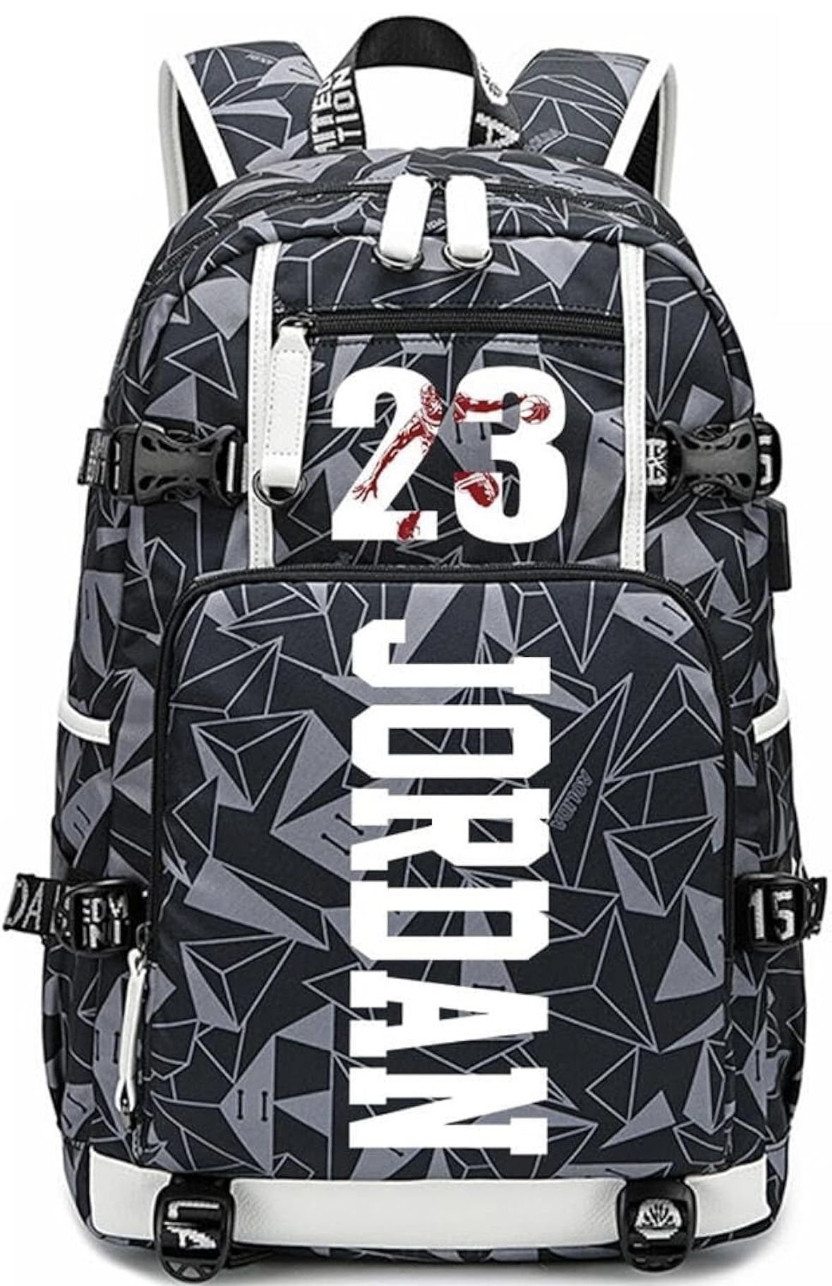 Basketball 23 Student School Bag, Laptop Backpack, Ultra-Light Travel Bag, For Men And Women (grey-A)