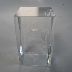 3D Laser Etched Crystal Paperweight NWOT