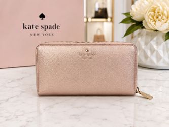 KATE SPADE SHINNY LIGHT PINK ZIPPY WALLET