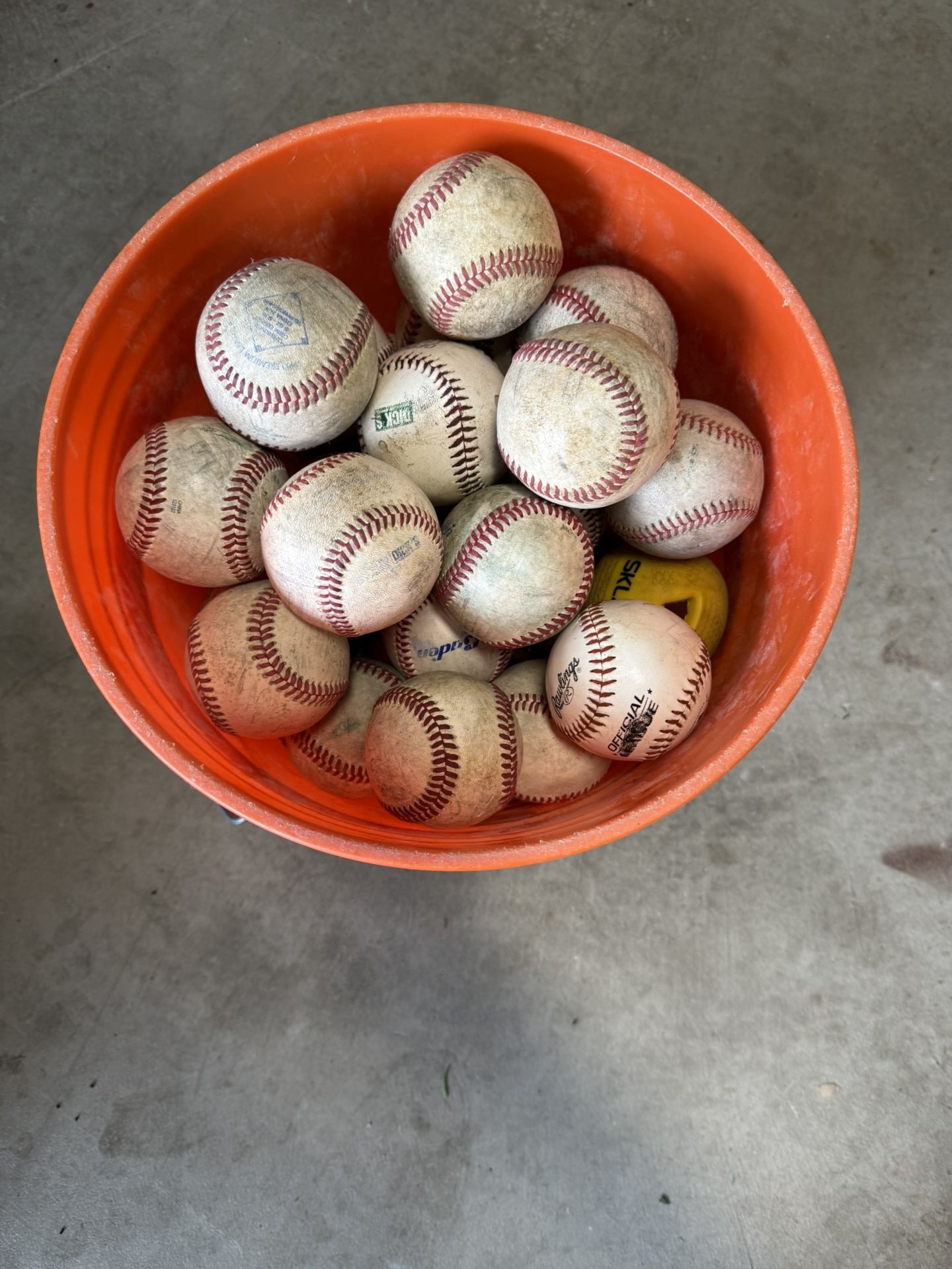 Bucket Of Used Baseballs