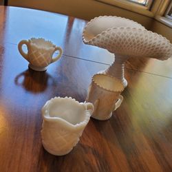 Milk Glass Assortment 4 Pieces 