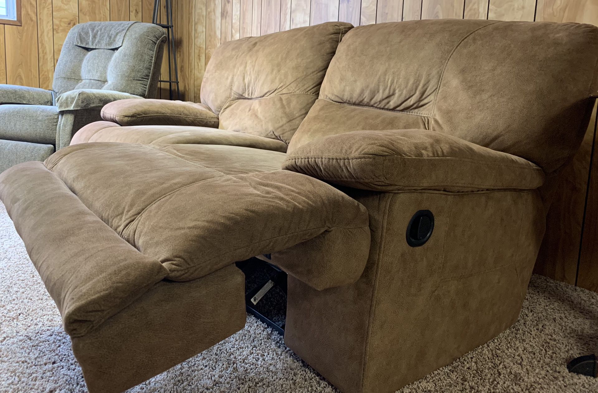 Couch, Suede Recliner Loveseat 