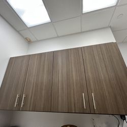 Title: Commercial Wall Cabinets – 76” Wide | Modern Wood Finish |