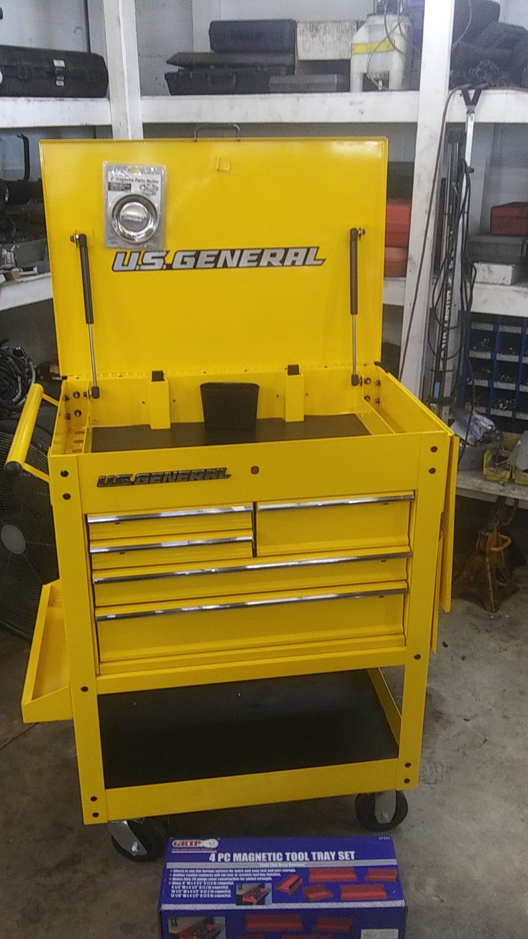 US General 5 Drawer Tool Cart yellow with extras NEW!