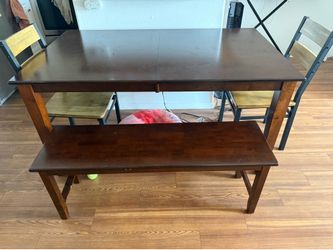 Solid Wood Extendable Dining Table Set with Bench & 2 Chairs