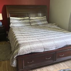 Cal King Wood Bed Frame With Storage 