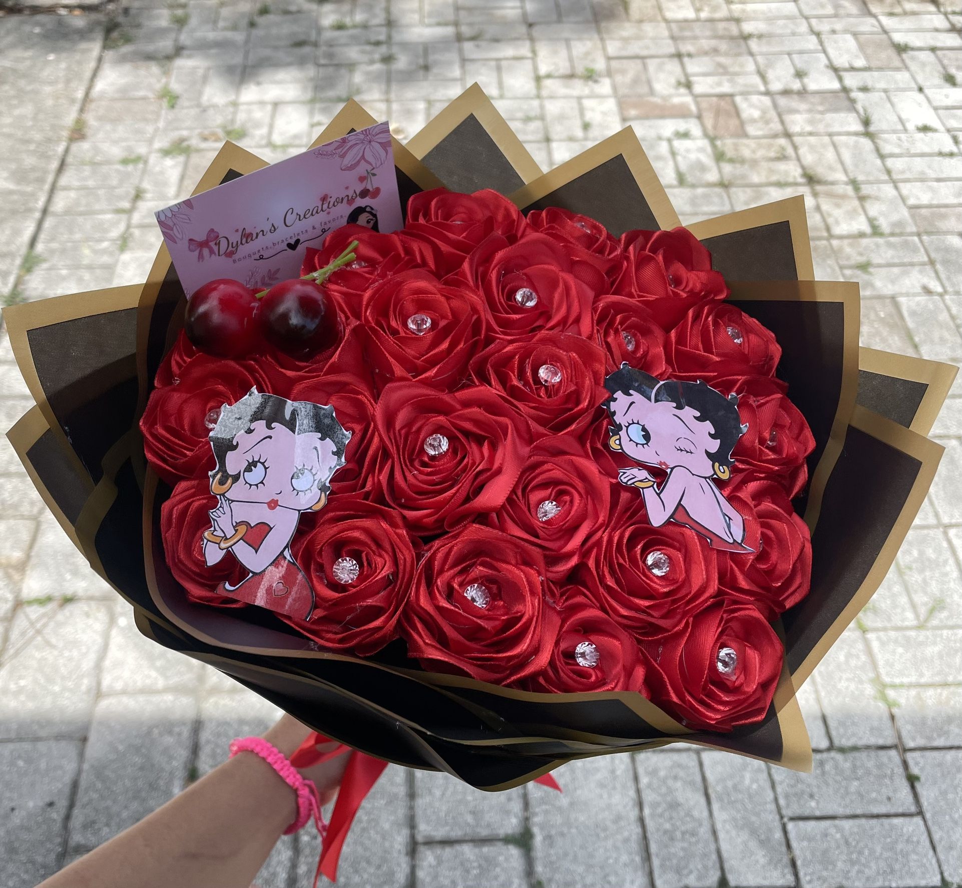 Betty Boop Bouquet, Roses, Handmade