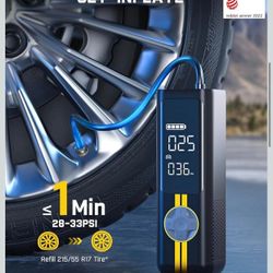 Tire Inflator Portable Air Compressor, 1 Min Fast Inflation, 150PSI Cordless Tire Inflator with LED Dual Screen, Suitable for MPV, Car, Motorcycle, Up