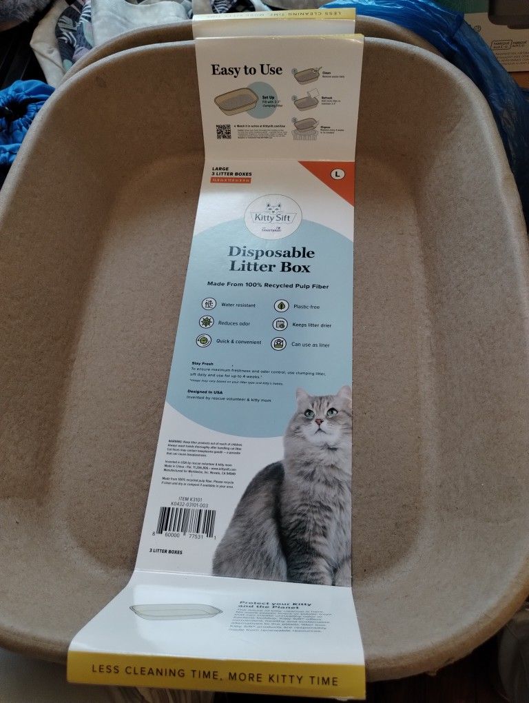 Large Kitty Soft Disposable Litter Box Comes 3 In A Box