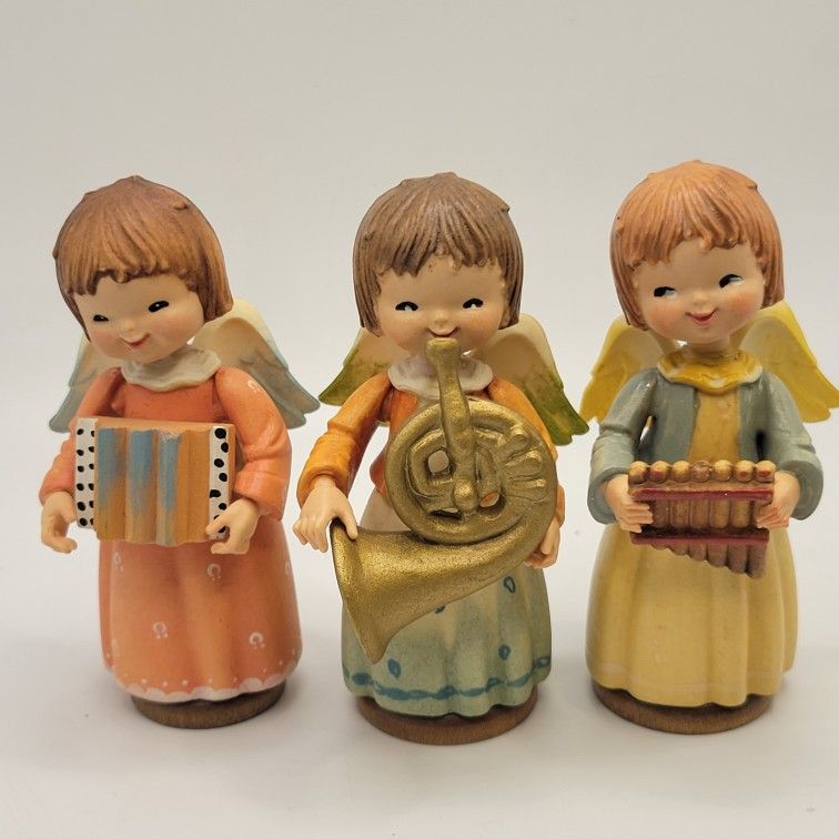LOT OF 3 Vintage Anri Ferrandiz Angels 3.5" Tall Italian Figurines Hand Painted