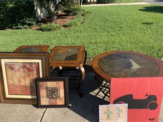 The table and two end tables from Havertys