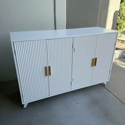 New In Box 47x16x32 Inch Tall White Modern Contemporary Design 4 Doors Heavy Duty Buffet Cabinet With Adjustable Shelf 
