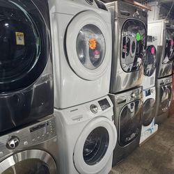 Samsung Front Load Washer And Electric Dryer Set In White Working Perfectly 4-months Warranty 