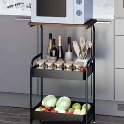 Fresno New black microwave bar cart. $20 Firm price 31” height x 16” wide x 12” depth.