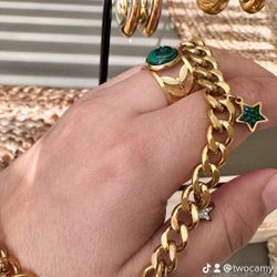 necklace Stainless Star Green 