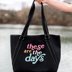 New Jadelynn Brooke Travel Bag Neoprene Tote - These Are The Days (Black)
