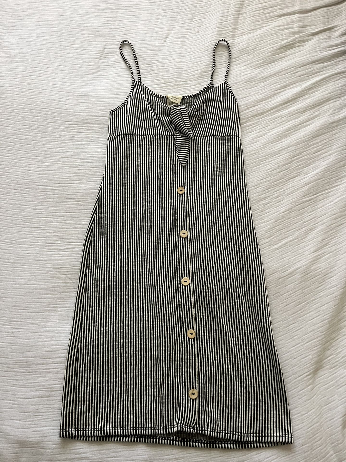 Caution to the Wind sundress, black and white pinstripes, Size: M