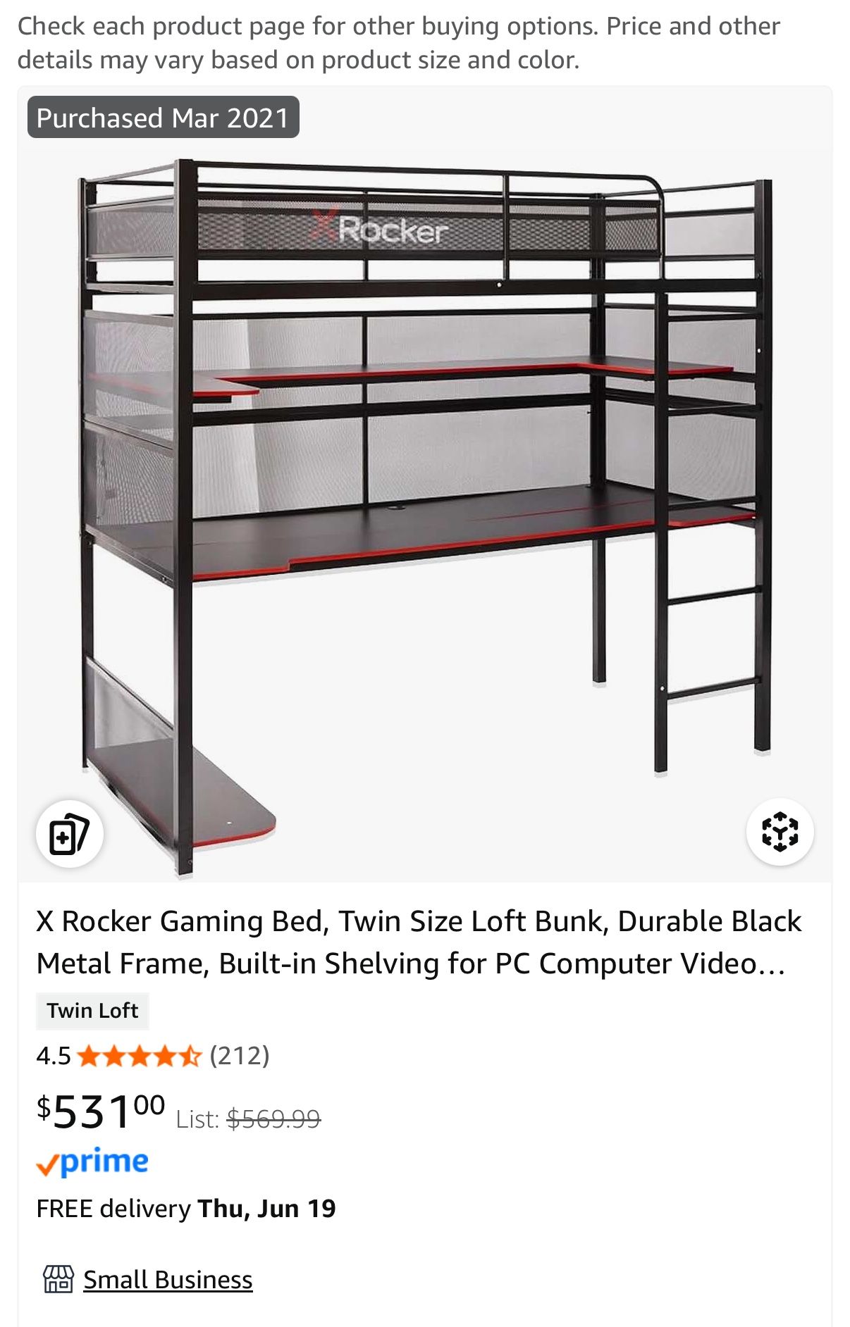 X Rocker Gaming Bed, Twin Size Loft Bunk,